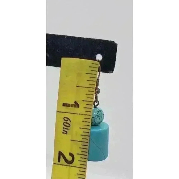 Turquoise Color Howlite Earrings Gemstone Dangle Chunky Southwest - Picture 5 of 5